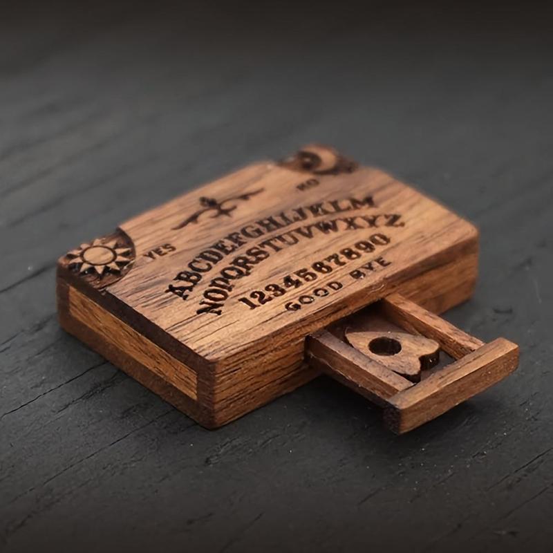 Miniature Spirit Board with Drawer, 1 Count Wooden Handmade Talking Spirit Board, Mini Ouija Board Decorations