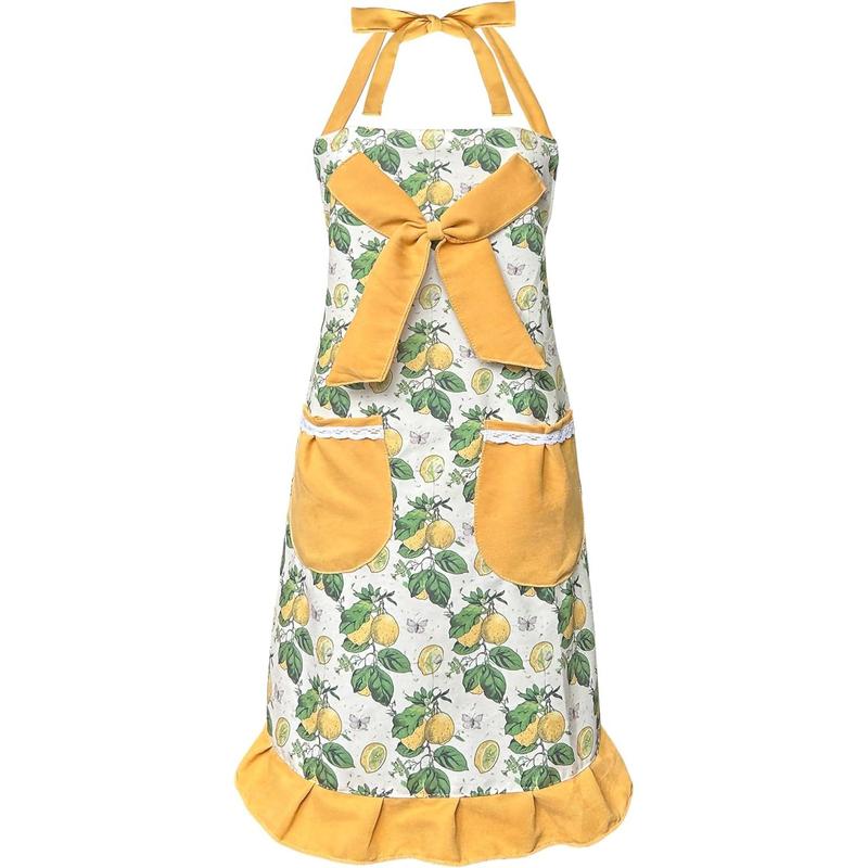 Vintage Apron Dress, Cute Kitchen Apron for Women with Pockets, Pinafore Apron for Cooking, Gardening, Baking