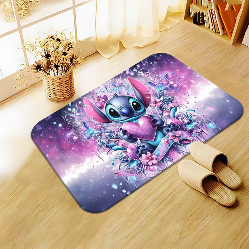 Cartoon Stitch Pattern Bathroom Mat, Non-slip Soft Floor Mat, Rectangle Home Decor Rug for Living Room Bedroom Bathroom