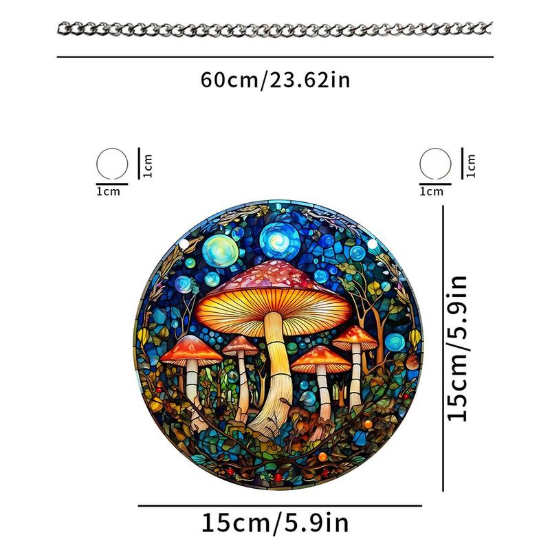 Mushroom Pattern Round Hanging Decor, 1 Count Fashionable Acrylic Pendant, Hanging Decor for Home Living Room Bedroom