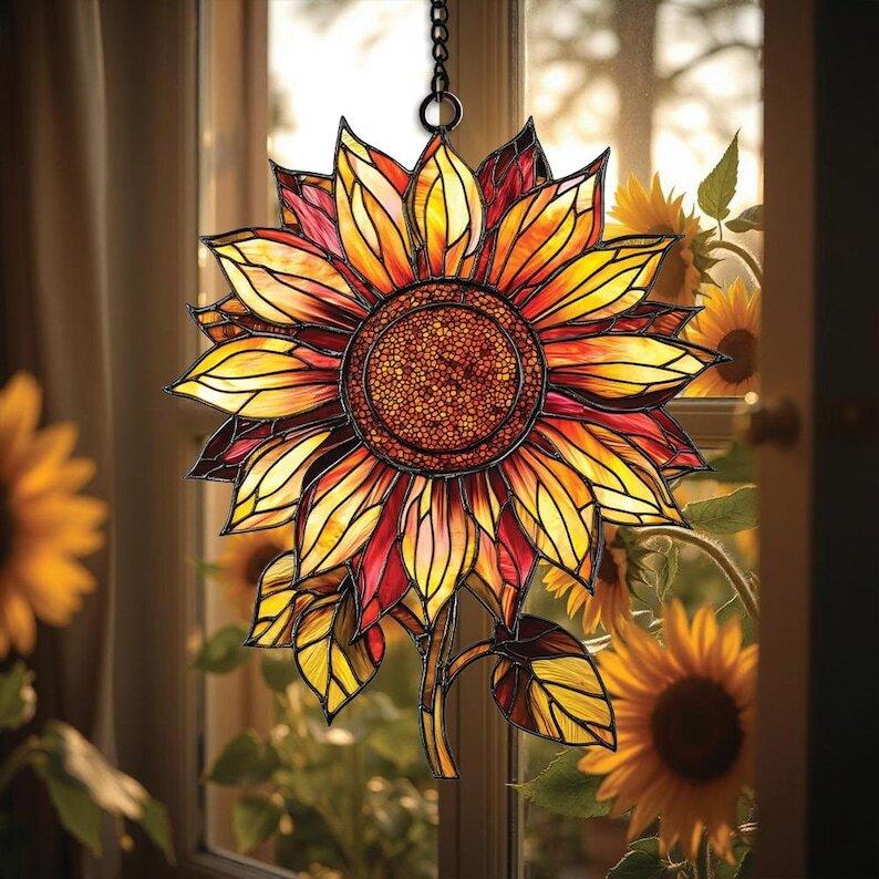 Sunflower Suncatcher Window Hanging Sign, Floral Window Decor Sunflower  Ornament for Home Decor Perfect Garden Gift for Mom Birthday Gift