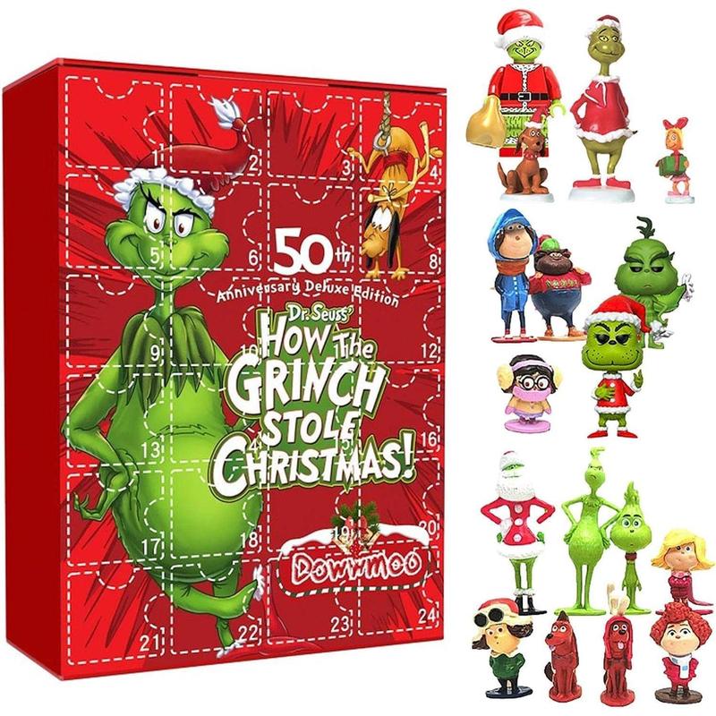 Christmas Advent Calendar 2024, Christmas Figures Advent Calendar, 24PC Cute Cartoon Elf Figures Doll Christmas Countdown Calendar for Kids Doll Collectible Figures Gift