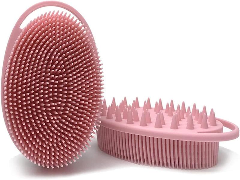 Silicone Body Brush,  Body Scrubber, Silicone Body Scrubber Loofah, Silicone Bath Brush, Soft  Body Bath Shower Scrubber Brush for  and Adults All Kinds of Skin (Pink)