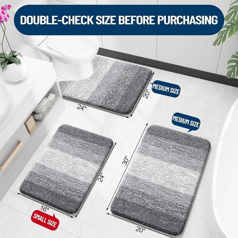 Bathroom Rugs Mat 30x20, Extra Soft and Absorbent Microfiber Bath Rugs, Non-Slip Plush Shaggy Bath Carpet, Machine Wash Dry, Bath Mat for Bathroom Floor, Tub and Shower, Grey