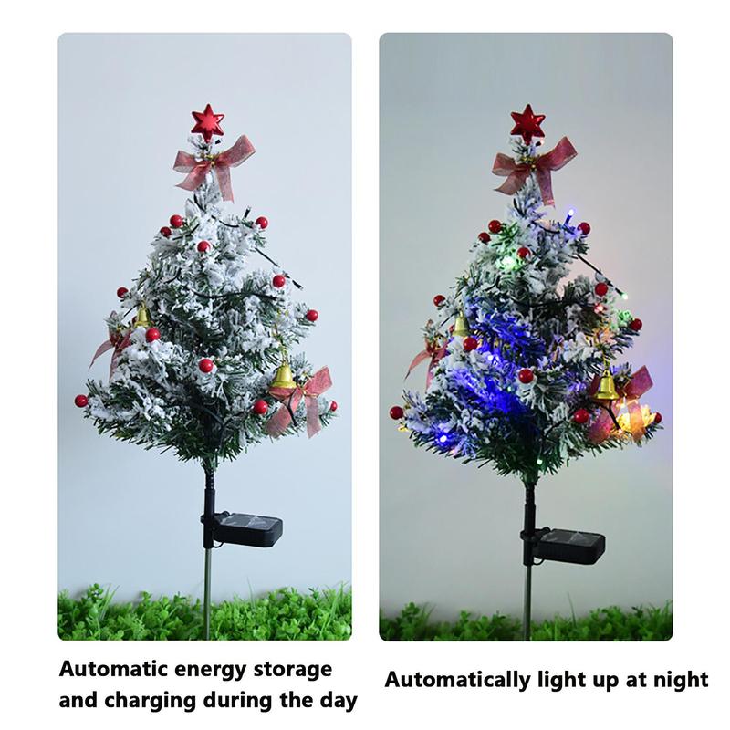 Solar Powered Christmas Tree Light, Outdoor Waterproof Decoration, Snowflake Christmas Tree Light with DIY Decorative Accessories, Suitable for Porch, Path, Yard