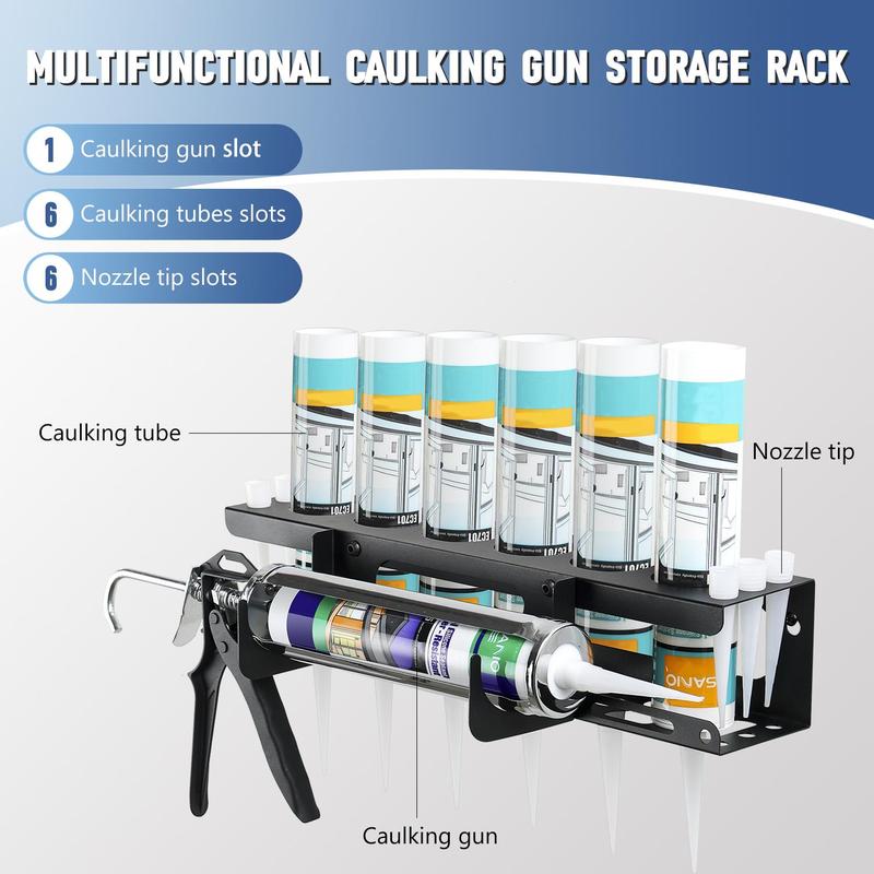 Caulking Tube and Caulking Gun Holder, Caulking Gun Storage Rack with Horizontally Base, Sealant Organizer for Garage and Workspace