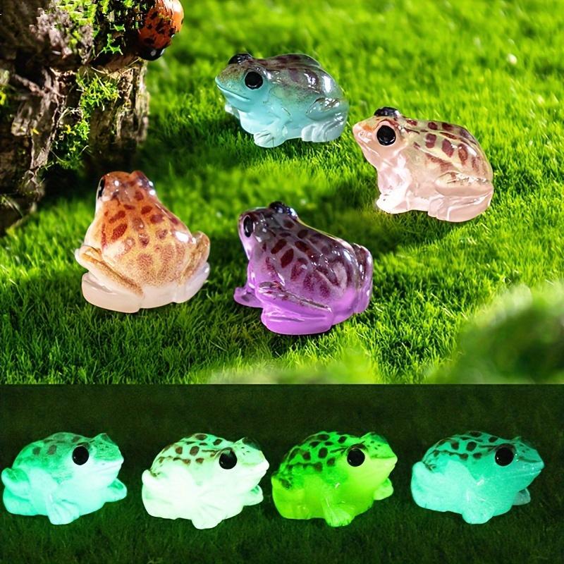 Colorful Luminous Cute Frog Figurine, 10pcs set Cute Mini Frog Decoration, Resin Decor for Cars, Gardens & Terrariums