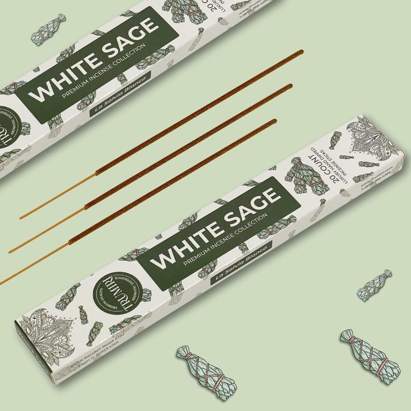 White Sage Incense Sticks for Cleansing - Total 40 Insence-Sticks - Dual Pack of 20 Insense - Inciensos - Inscents - Natural Non Toxic Ingredients - Incents - Incence - Inscense - Insents