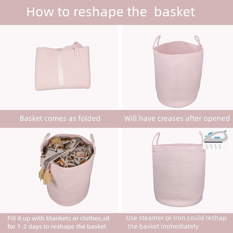 Cotton Rope Laundry Basket Hamper for Women Hamper Bin Halloween Gift Pink Bedroom Furniture Decorative Accessories