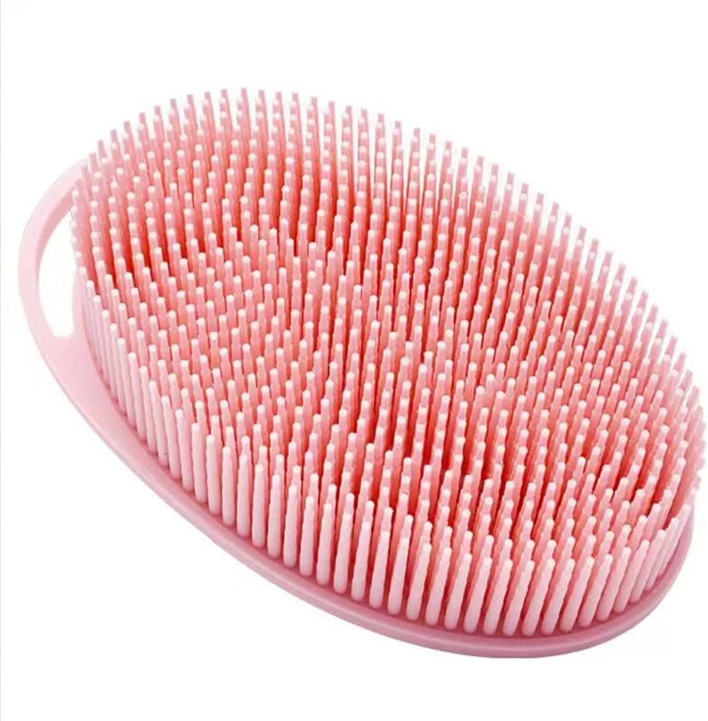 Silicone Body Brush,  Body Scrubber, Silicone Body Scrubber Loofah, Silicone Bath Brush, Soft  Body Bath Shower Scrubber Brush for  and Adults All Kinds of Skin (Pink)