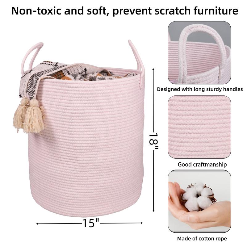 Cotton Rope Laundry Basket Hamper for Women Hamper Bin Halloween Gift Pink Bedroom Furniture Decorative Accessories