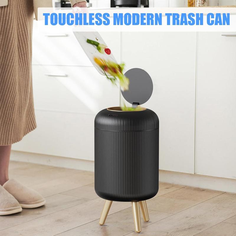 URALFA Motion Sensor Trash Can with Lid, 3 Gallon   11 L Automatic Bathroom Trash Can, Touchless Trash Bin, Smart Plastic Garbage Can with Removable Legs for Bathroom, Bedroom, Kitchen, Office, Black