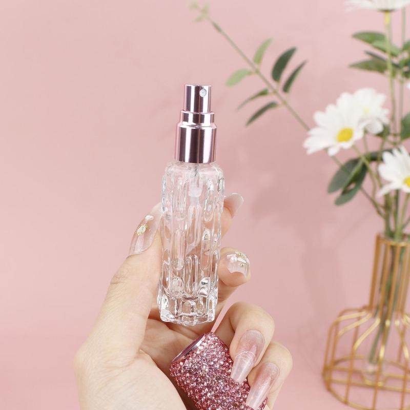 10ML Rhinestone Decor Refillable Perfume Bottle, Portable Travel Spray Bottle, Perfume Dispenser Bottle for Women & Girls