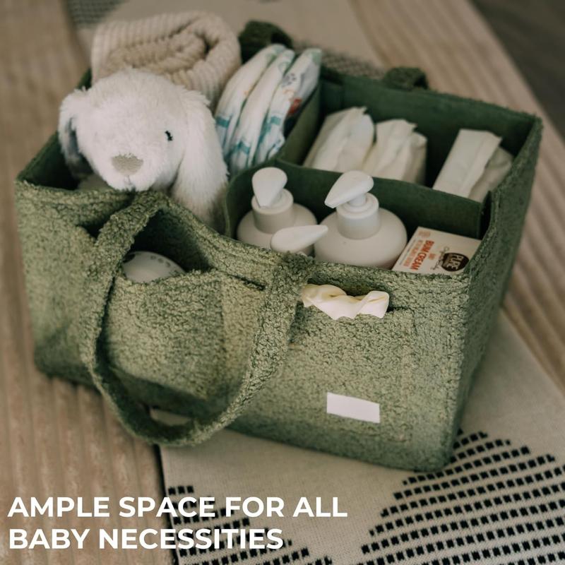 Beautiful Diaper Caddy Organizer - Versatile Storage Basket Easily Holds Diapers, Wipes and Other Necessities - for Functional Car Storage & Gift for Expecting Mothers