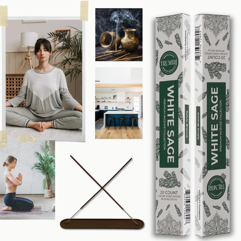 White Sage Incense Sticks for Cleansing - Total 40 Insence-Sticks - Dual Pack of 20 Insense - Inciensos - Inscents - Natural Non Toxic Ingredients - Incents - Incence - Inscense - Insents