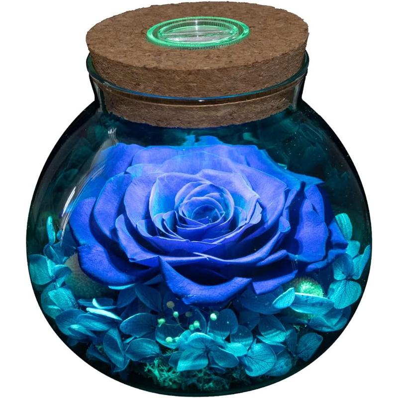 Preserved Real Roses with Colorful Mood Light Wishing Bottle, Eternal Rose,Never Withered Flowers, Table Decor,Christmas Gifts Thankgiving Gifts artificial flower Decorative Fruit Holographic Artificial Rose Flower