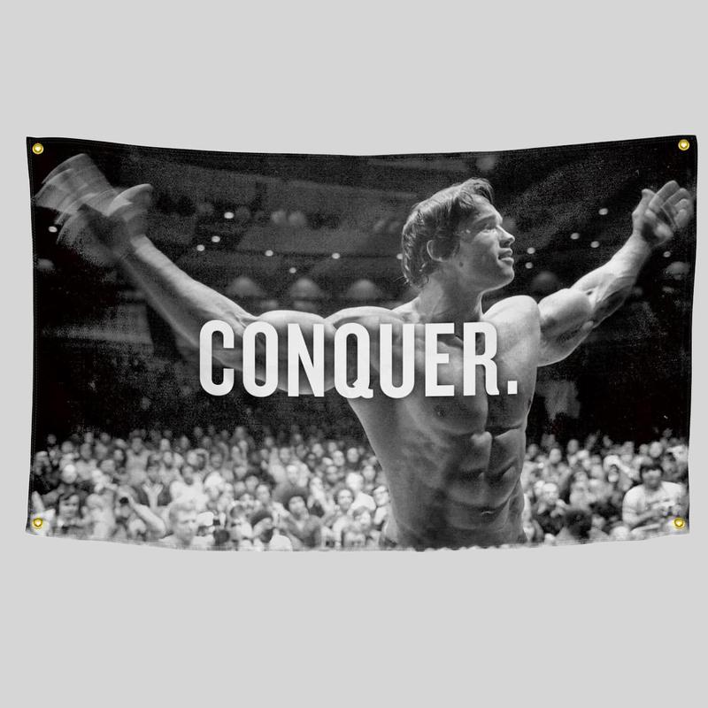 Conquer Gym Motivational Poster, 1 Count Gym Decor Backdrop, Fashionable Wall Hanging Banner for Home Gym, Party Decoration