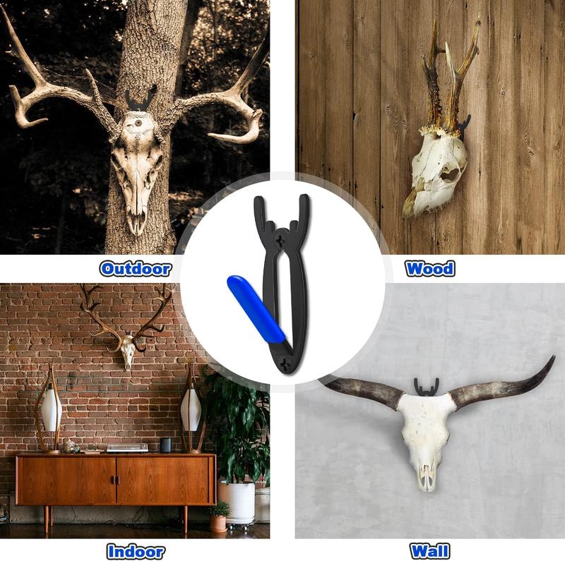 6 Pcs European Mount Skull Hanger European Style Antler Deer Skull Wall Mount Organiser Stainless Steel Decorative Installation Hangable Hook