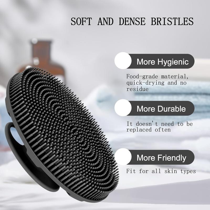 Soft Silicone Body Scrubber Shower Brush Handheld Cleansing Skin Brush, Gentle Exfoliating and Lather Well