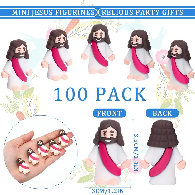 100 count Mini Jesus Figurines Bulk Little Jesus Figures to Hide Jesus Toys Religious Jesus Gift Christ Savior Tiny Jesus for Church Christmas Sunday School Craft Baptism Gift(Raspberry Red)