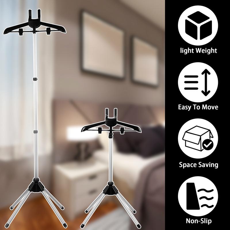 Steamer Stand Telescopic Garment Steamer Rack Height Adjustable Clothes Steamer Holder Foldable Garment Steamer Clothes Rack Portable Standing Garment Hanger with Non Slip Mat for Home Steam Ironing