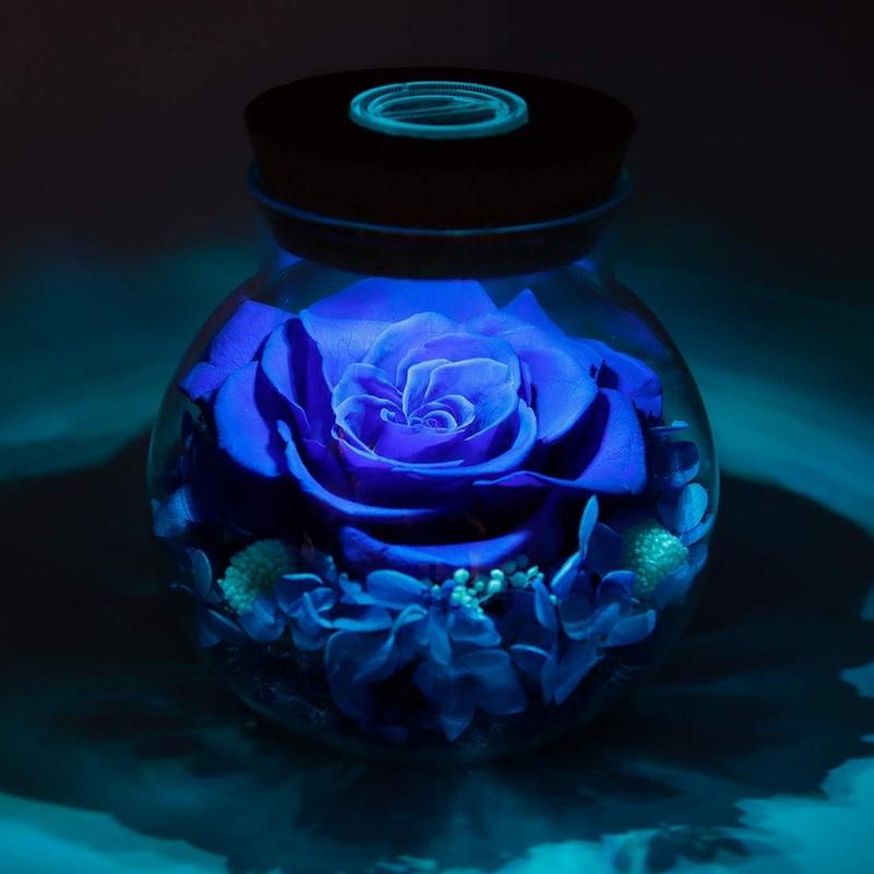 Preserved Real Roses with Colorful Mood Light Wishing Bottle, Eternal Rose,Never Withered Flowers, Table Decor,Christmas Gifts Thankgiving Gifts artificial flower Decorative Fruit Holographic Artificial Rose Flower