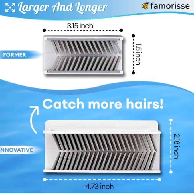 Large Shower Wall Hair Catcher, White Drain Hair Catcher with Silicone Bristle, Hair Trapper, Shower Drain Collector, Hair Grabber, Hair Tub Porcupine, Hair Drain Catcher, Bathtub Protector FAMORISSE