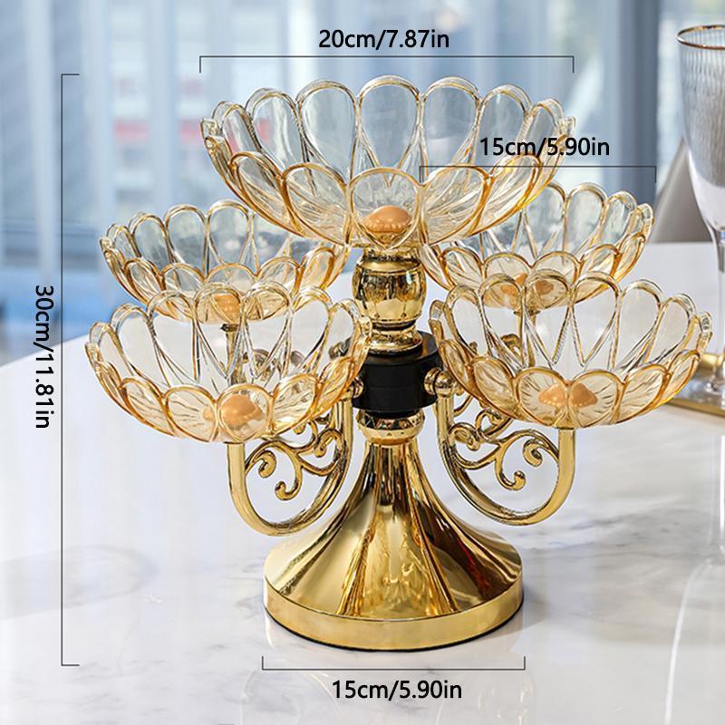 Multi-layer Rotating Fruit Plate, 1 Count Exquisite Luxury Style Fruit Display Stand, Decorative Dessert Display Holder, Home Decor Supplies