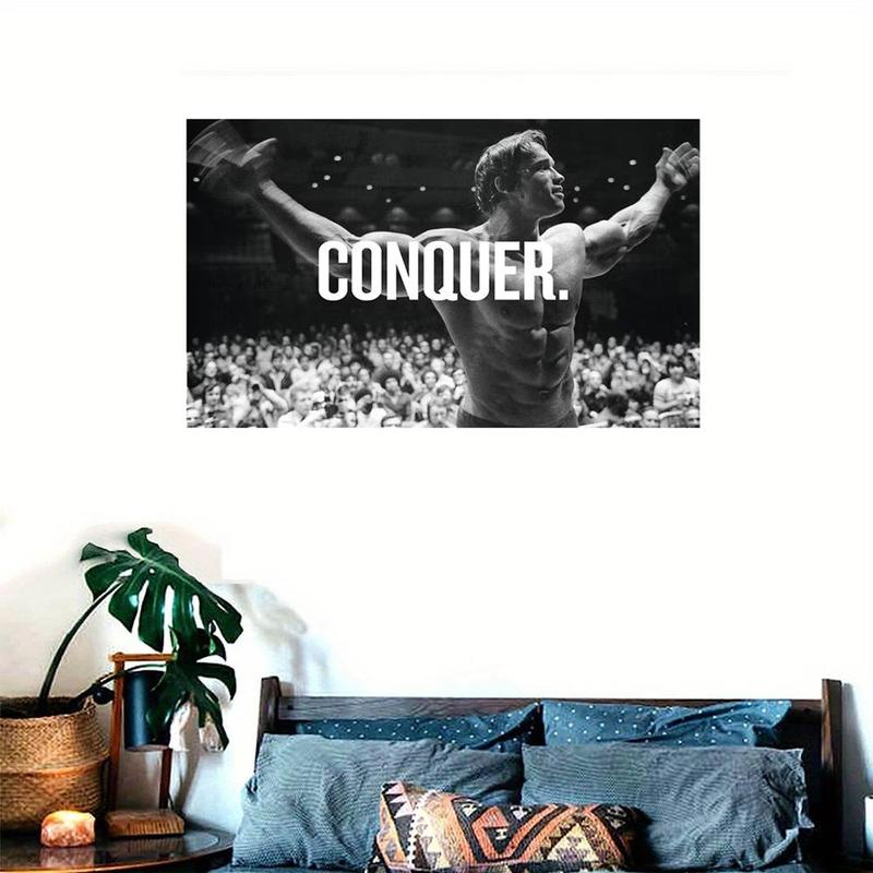 Conquer Gym Motivational Poster, 1 Count Gym Decor Backdrop, Fashionable Wall Hanging Banner for Home Gym, Party Decoration