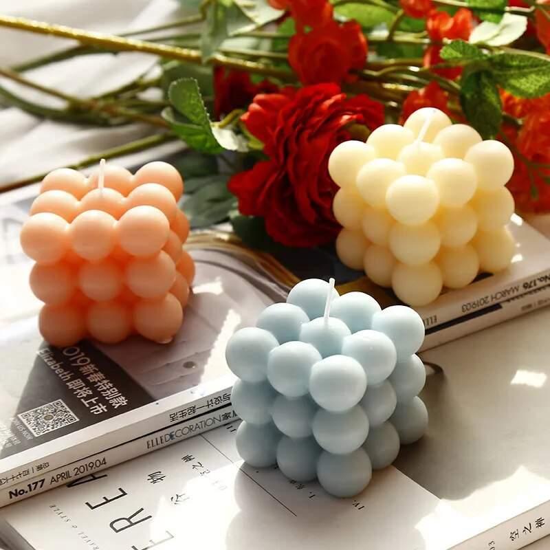 Modern Home Decoration Big Cube Bubble Candle Soy Wax