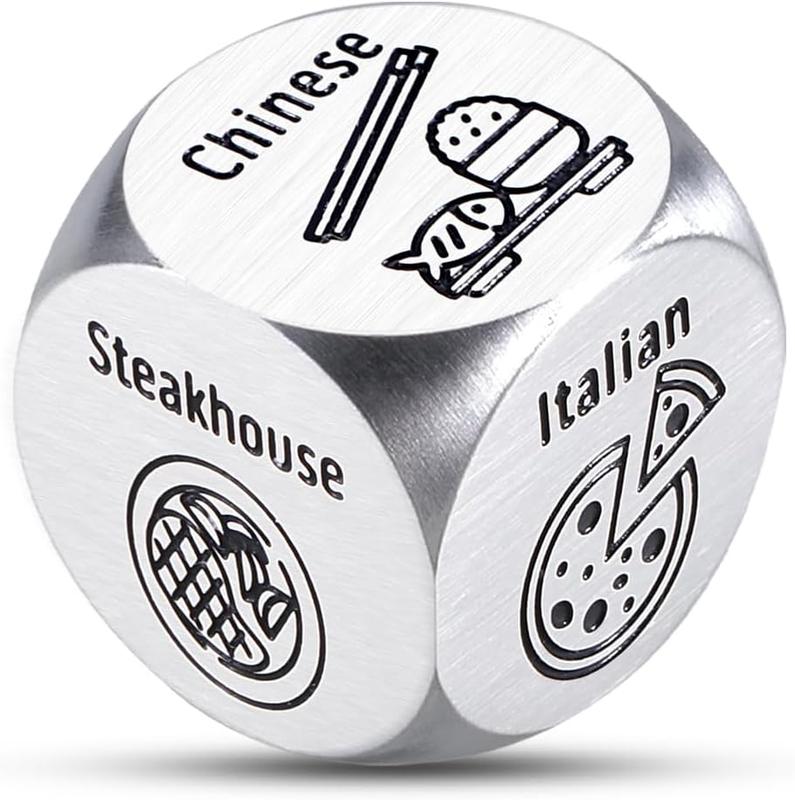 Christmas gift Fun & Unique Stocking Stuffers for Adults: Steel Food Decision Dice, Date Night Ideas, Valentine's & Anniversary Gifts, Surprises