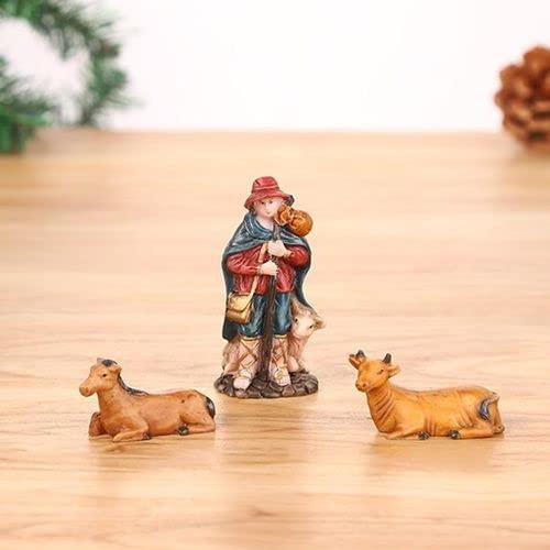 4 Inches 9 PC Mini Nativity Scene Figurine Set, Religious Christmas Decorations ,Tabletop Holidays Decor Nativity Scene Resin Figurines Set Religious Decorations Collection Gifts(9 Pieces)