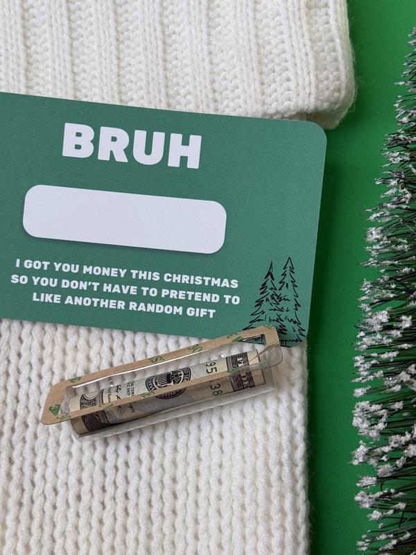 Christmas Funny Gift for teen boy Bruh Money Card gift |  teens gifts for boys Cash Holder Dome gift for 13th birthday for boys 14th birthday Plastic Pouch