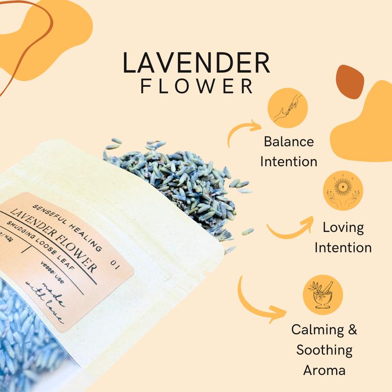 Lavender Flower Smudging Loose Leaf (0.5oz) for Spiritual Energy Work Set Fragrance