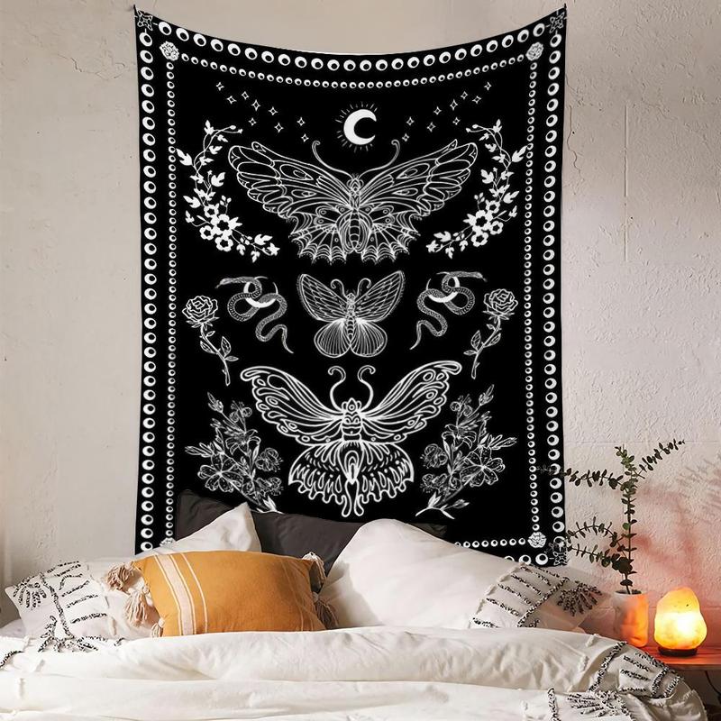 Moon & Butterfly Pattern Tapestry, 1 Count Wall Hanging Decor Tapestry for Home Office Living Room Dormitory, Bedroom Accessories