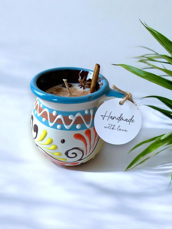 Mexican Jarrito decorated Candle | Soy Wax Scented Candle 12 oz