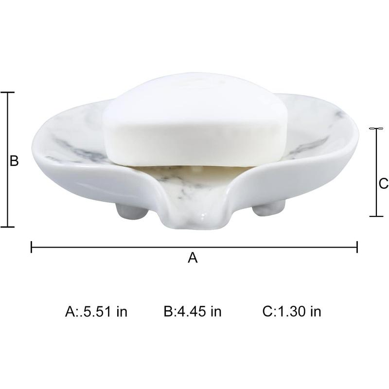 Ceramic Marble Texture Soap Dish,Self Draining Slot,Ceramic Soap Self Draining Soap Dish, Portable Soap Dish for Shower,Bathroom,Kitchen, Sink,Countertop of Hospital, Hotel,Restaurant.