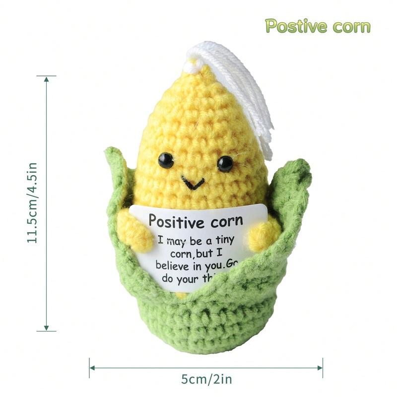 Cute Cartoon Corn Design Crochet Ornament, Creative Handmade Positive Corn Desk Decoration, Home Decor for Living Room Bedroom Office Gift