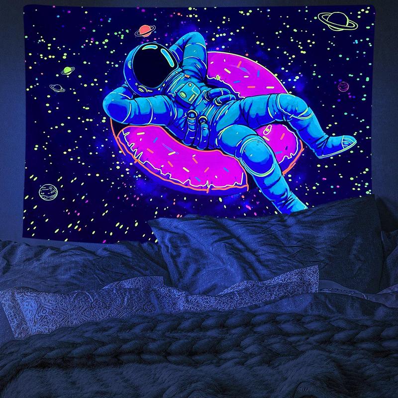 Astronaut Pattern Wall Tapestry for Room Decor, 1 Count Fluorescent Wall Hanging Tapestry, Fall Decorative Tapestry for Home Living Room Bedroom, Tapestry Wall Decor, Home Decor, Bedroom Decor for Christmas Gift