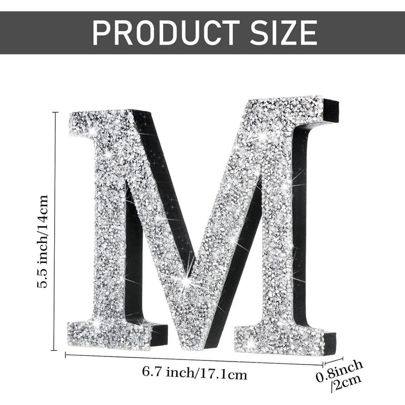 5.7 Inch Crystal Diamond Letters Shiny Letters Decor Hanging Letters with Screws and Hooks Rhinestone Diamond Decorations Craft for Wall Bedroom Office Door Ornament (Letter J) Gift Wood