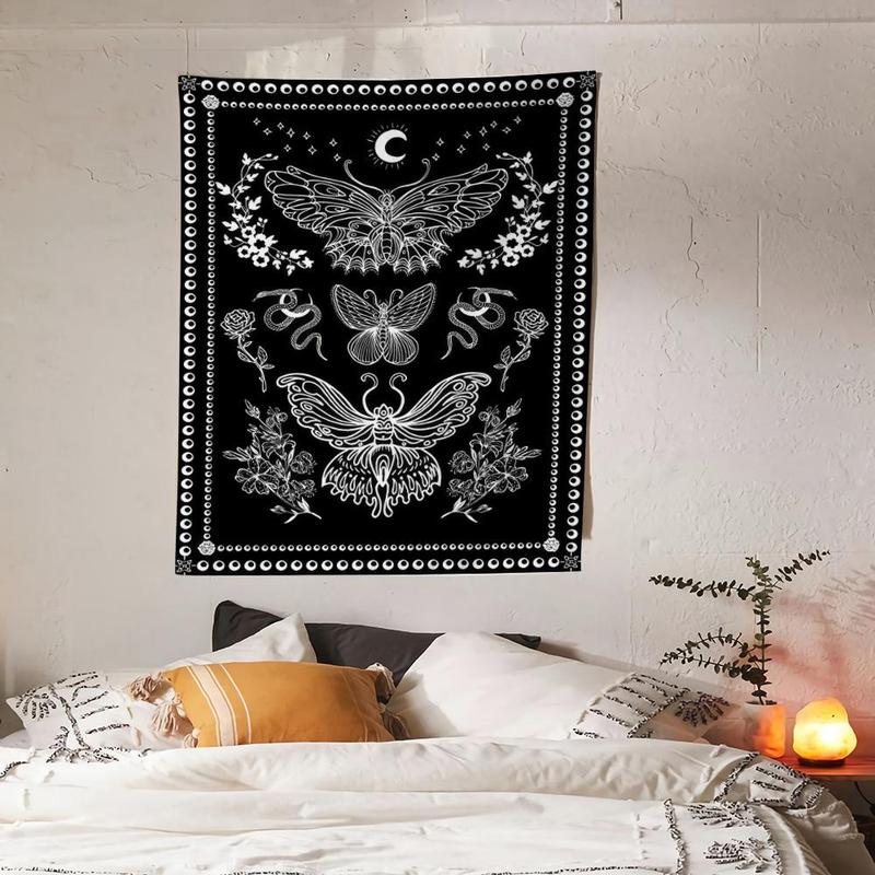 Moon & Butterfly Pattern Tapestry, 1 Count Wall Hanging Decor Tapestry for Home Office Living Room Dormitory, Bedroom Accessories