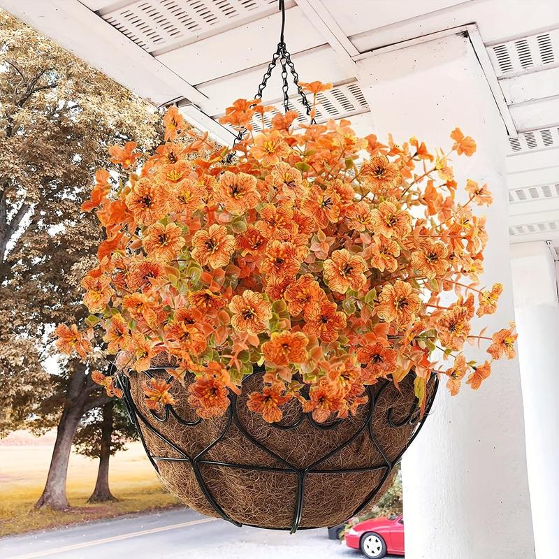 Artificial Fall Flower, 12pcs Outdoor UV Resistant Autumn Fake Flower, Decorative Plastic Greenery Shrub Plant for Wedding Home Garden Window Balcony Office