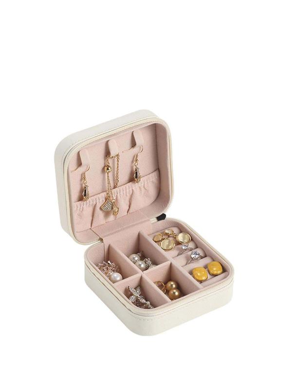 Summer Jewelry Storage Box, Portable Zipper Multi-grid Travel Jewelry Organizer, Great For Earring Necklace Bracelet Key