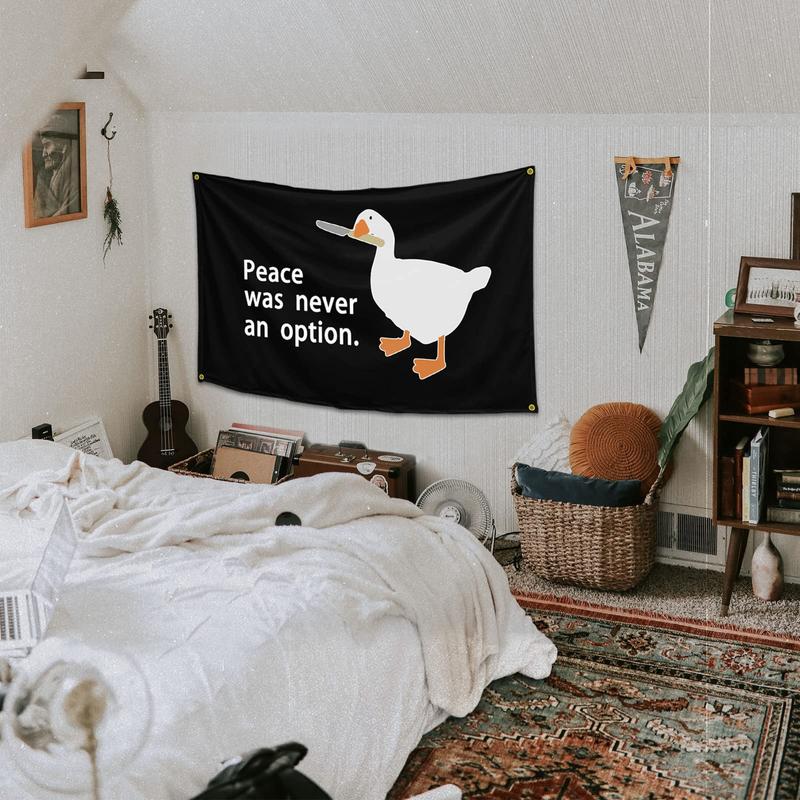 Peace Was Never An Option Flag 3x5 Ft Funny Flags For room Durable Man Cave Wall Flag with 4 Brass Grommets for College Dorm Room Decor