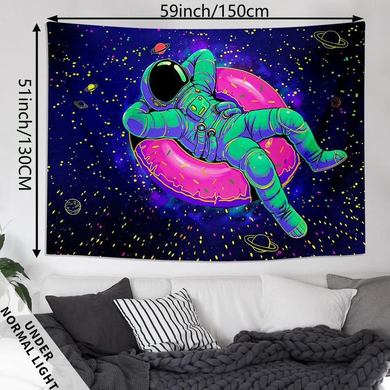 Astronaut Pattern Wall Tapestry for Room Decor, 1 Count Fluorescent Wall Hanging Tapestry, Fall Decorative Tapestry for Home Living Room Bedroom, Tapestry Wall Decor, Home Decor, Bedroom Decor for Christmas Gift