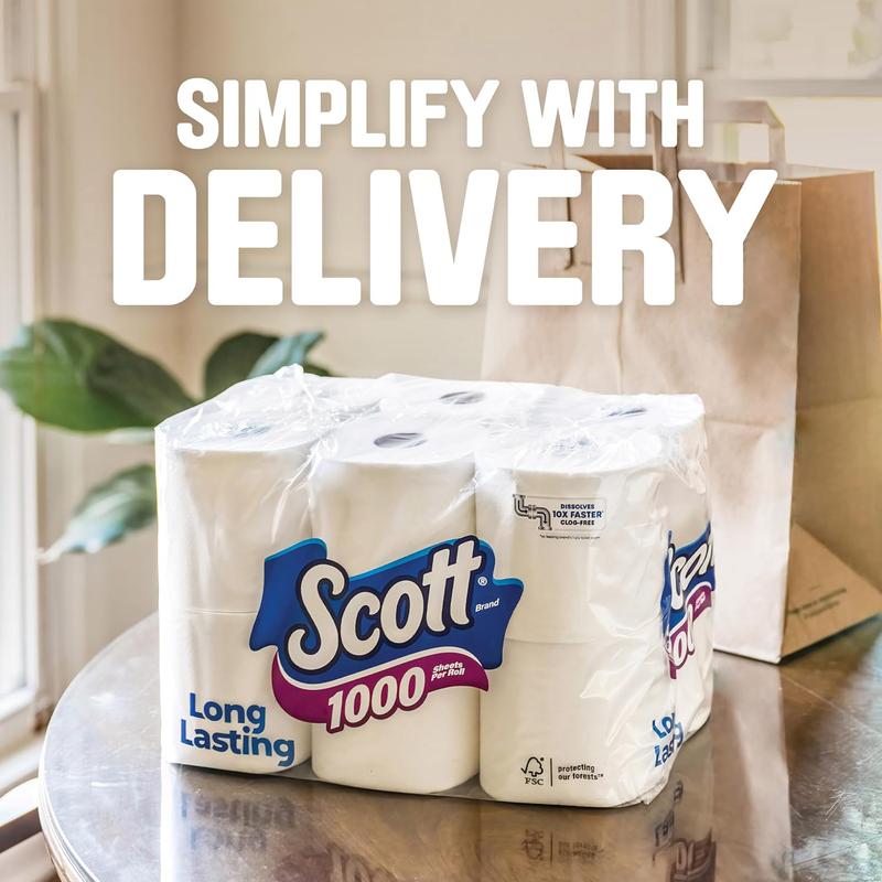 1000 Toilet Paper, 18 Rolls, Septic-Safe, 1-Ply Toilet Tissue - Wipes