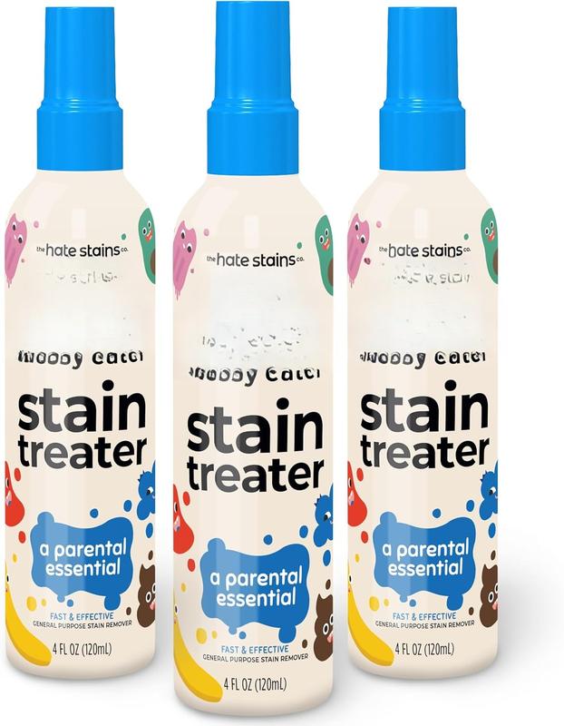 Messy Eater Stain Treater Spray - 4oz 3 Pack Stain Remover - Newborn & Baby Essentials - No Dry Cleaning Food, Grease, Coffee Off Laundry, Underwear, Fabric