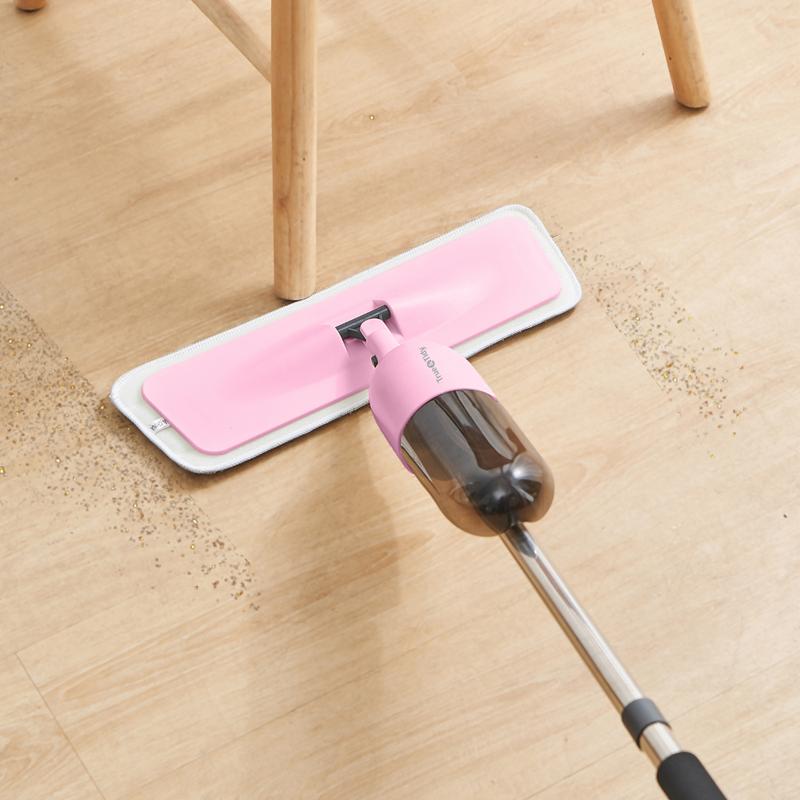 PINK True & Tidy 3-in-1 Spray Mop Kit: Interchangeable heads, microfiber pad, rotatable handle, Wide Spray Area