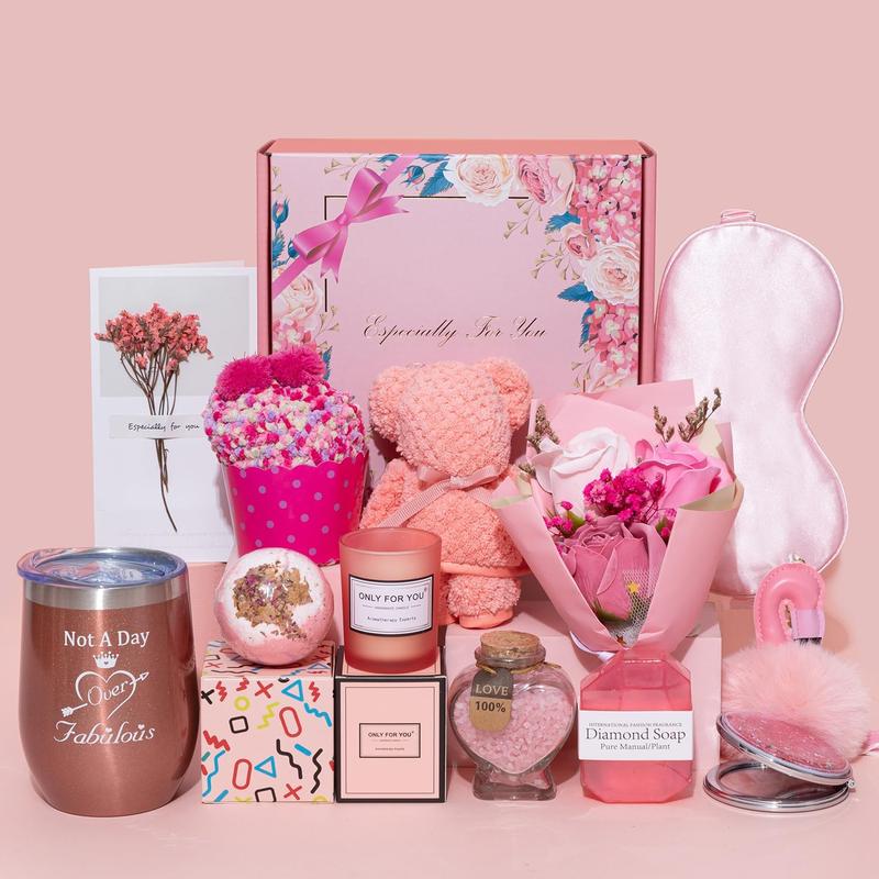 Birthday Gifts for Women, Gifts Basket Ideas Pink Gifts Box for Her Relaxing Gift Set Self Care Gifts Birthday Presents Female Friendship Gifts for  Friend Bestie Girlfriend Christmas Gifts