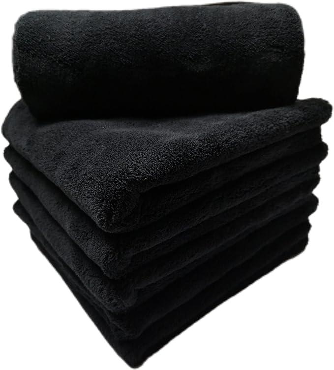 Multifunctional Microfiber Car Wash Towel Reusable Black Microfiber Towels – Premium Lint-Free, Scratch-Free, Highly Absorbent Cleaning Cloths for Cars, Kitchen, Glass, Windows (6-Pack)